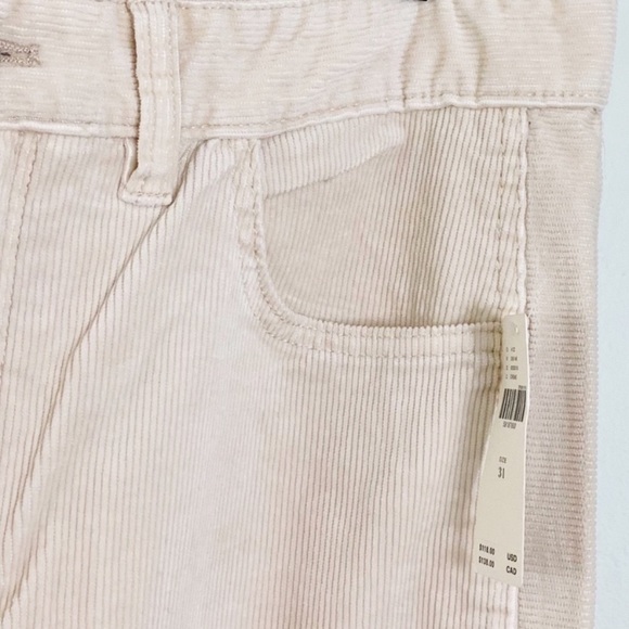 NWT Anthropologir Pilcro Corduroy High Rise Slim Boyfriend Pants in Cream - Picture 7 of 9